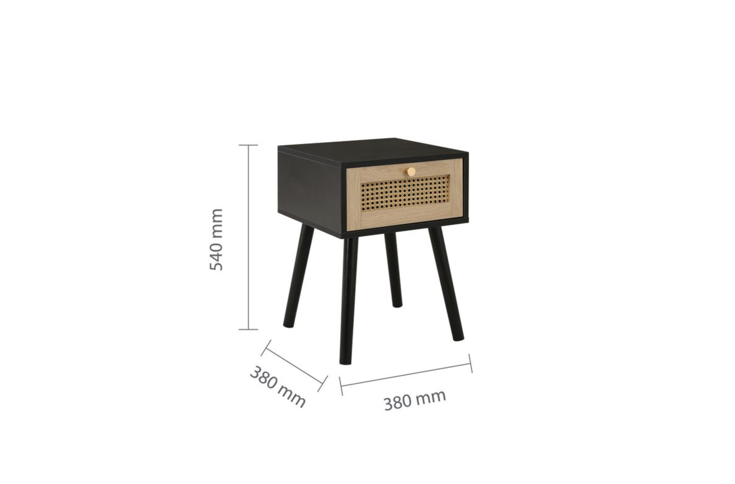 CROXLEY 1 DRAWER RATTAN BEDSIDE BLACK